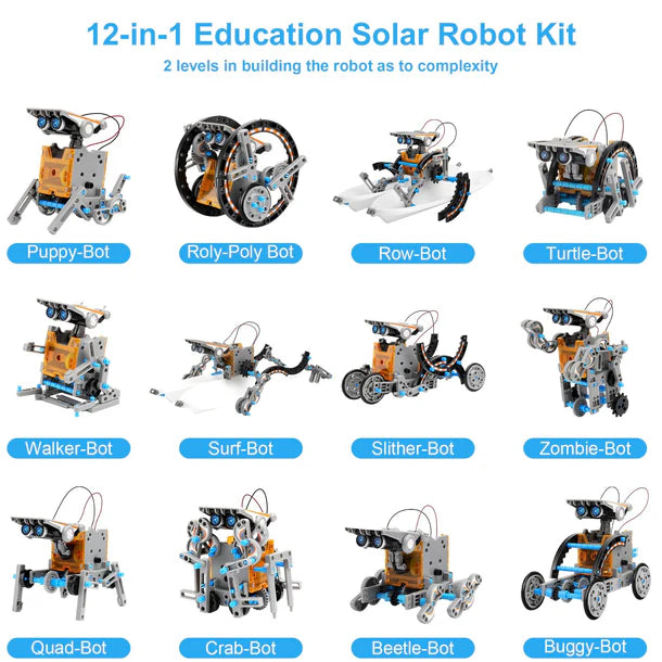 Sillbird DIY 12-in-1 Solar Robot Toys with Dual Drive Motor